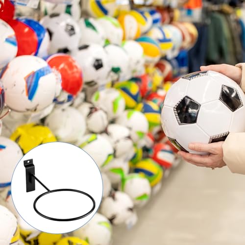 Gisafai 6 Pcs Basketball Holder Wall Mmount Slatwall Metal Ball Storage Multi Function Ball Holder Universal Basketball Display Rack for Sport Football Volleyball Soccer Display - color: Black
