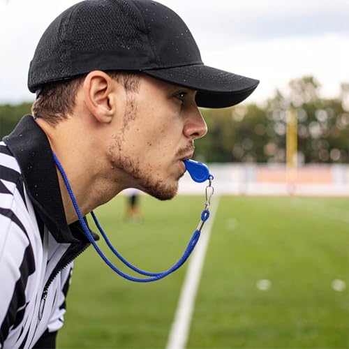 2Pcs Blue Whistle for Coaches Plastic Sports Whistle with Lanyard Loud Blue Referee Cheer Whistles Coaching Whistles for Outdoor Enthusiasts Basketball Dog Training Party Favors
