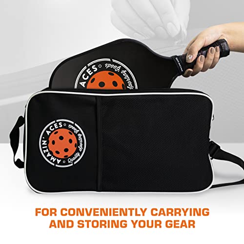 Amazin' Aces Graphite Pickleball Paddles Set - Single, 2 or 4 Paddles, Honeycomb Polymer Core with Comfy Cushion Grip - Varying Accessories Including Pickleballs, Pickleball Bag & Paddle Cover