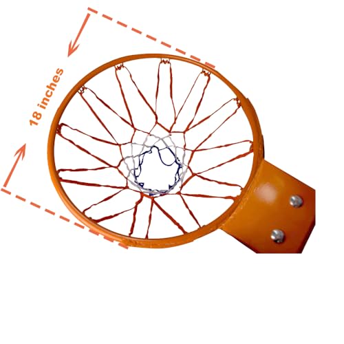 THUNDERBAY 18 inch Standard Double Spring Flex Reinforced Wall Mounted Basketball Rim, Two Nylon Nets Include One Nightlight Basketball Net - style: Basketball Rim with Protective Plate