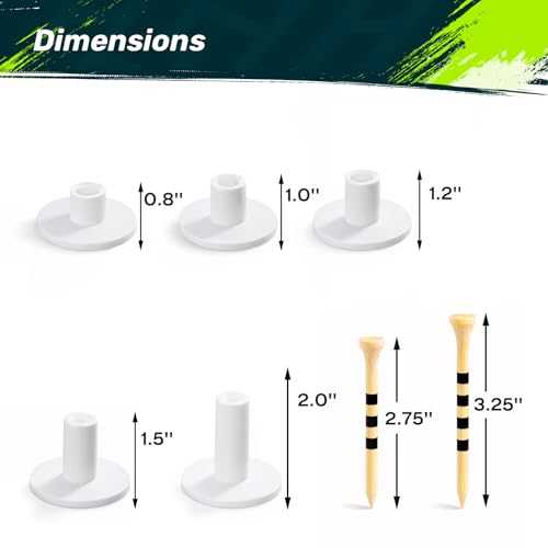 SAPLIZE 51/45/6 Pcs Rubber Golf Tees for Mats, Golf Mat Tee Set for Driving Range & Simulator, Durable Unbreakable Rubber Tees, 11 Rubber Tees + 40 Bamboo Golf Tees (2-3/4'' & 3-1/4'', 20 Each)