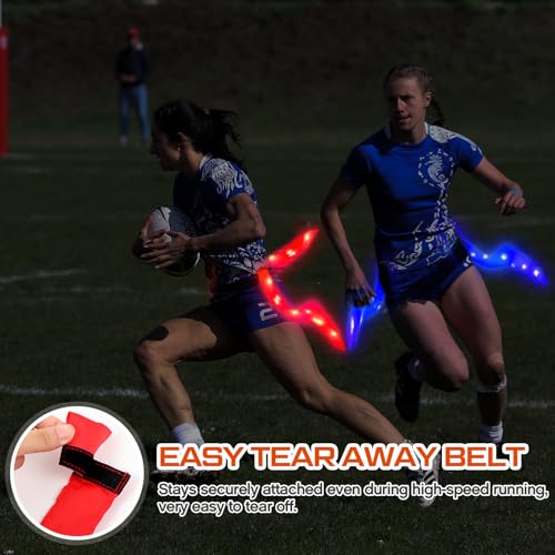 Libima LED Flag Football Belts Set Glow in The Dark Light up Adjustable Capture Flag Outdoor Beach Games Football Party - color: Red, Blue, Black Blue and Red