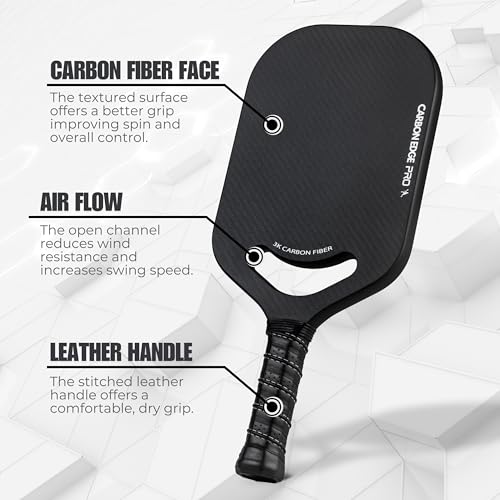 3K Carbon Fiber Pickleball Paddle Racket, with Breathable Grip, 19mm Polypropylene Honeycomb Core, Balanced Power and Spin Training & Recreational Paddle