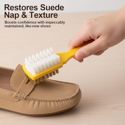 Suede Shoe Brush and Eraser,2 in 1 Scrub Suede Shoe Brush, Rubber Polish Eraser with Soft Plastic Bristles for Nubuck Cleaning (Plastic Handle/3pcs) - color: Plastic Handle/3pcs