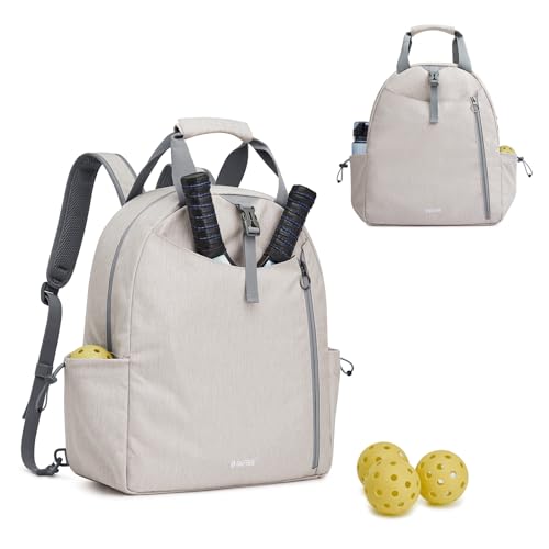 G4Free Tennis Backpack, Pickleball Bag Tote, Large Pickleball Bags for Women and Men, Casual Sports Gym Tennis Bag - color: Ivory