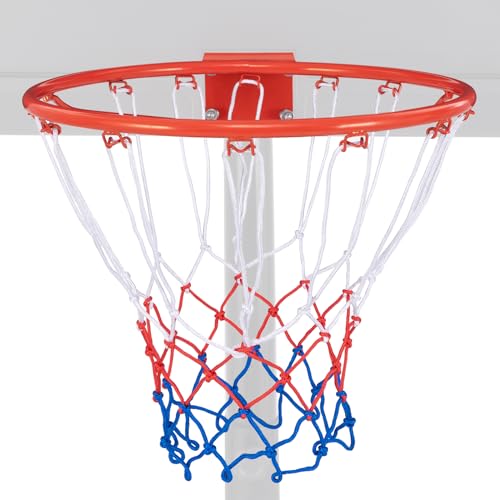 Goplus 18’’/15’’ Replacement Basketball Rim, Wall Door Mounted Basketball Hoop with All Weather Net, Indoor Outdoor Hanging Basketball Rim Goal Outside
