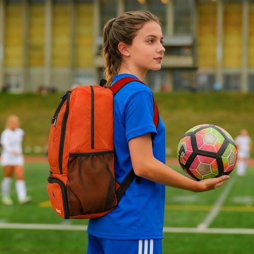 Soccer Bag, Basketball Backpack, Sports Equipment Bag with Shoes and Ball Compartment Holds Sneaks, Helmet, Basketball, Football, Vollyball, Gloves - color: Red/Black
