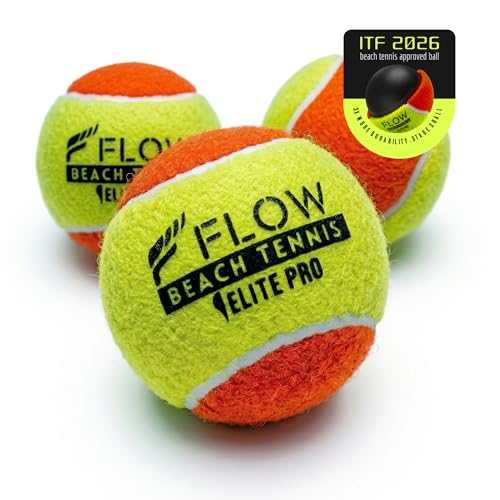 Flow Tennis Beach Balls, ITF Approved - Pack of 3, Low Compression Sand Court Balls