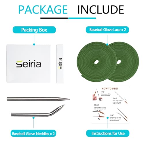 Baseball Glove Lace, Mitt Lace Repair Kit Softball 2 Leather Laces and 2 Lacing Needles for Catcher's Glove - color: Green
