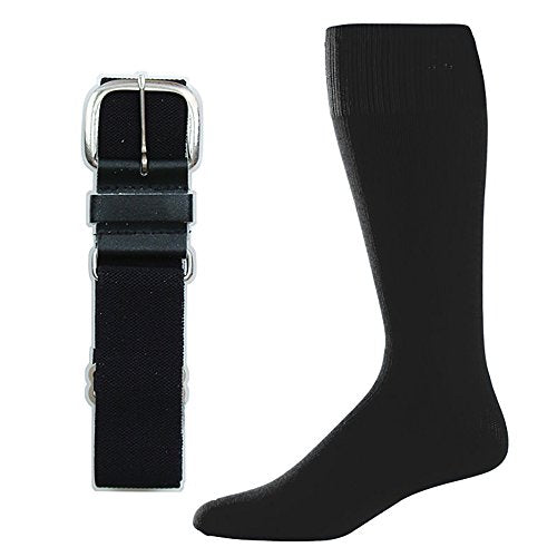 SteelLocker Baseball/Softball Belt & Sock Combo - color: Black, size: Small (Youth 12-5, Ladies 4-7)