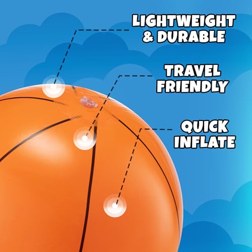 Inflatable Basketball Beach Balls (6 Pack) - 16-Inch Durable Beach Balls for Kids, Summer Pool Toys, Basketball Party Favors, Sports Theme Decorations, Giveaways - style: 6-Pcs Basketball Beach Balls