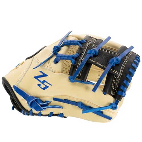 SSK Z5 Craftsman Infield Baseball Glove – 11.25” - 11.5” - 11.75” - 12” – Right & Left Hand Throw - color: Camel/Black/Royal, size: 11.5" - Left Hand Throw