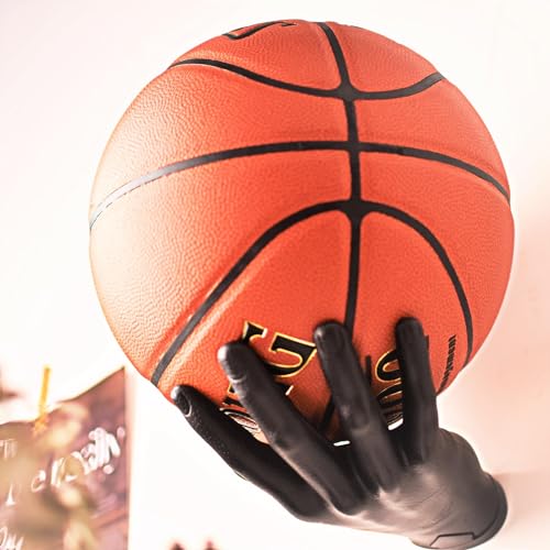 Basketball Holder, Hand Sculpture Ball Holder Wall Mount Art Decor Stand Basketball Storage Rack Organizer Display Case Man Cave for Football Soccer Gifts for Him Men Boys Gamers