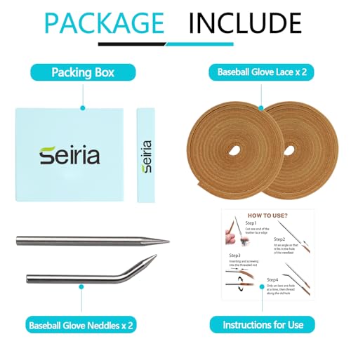 Baseball Glove Lace, Mitt Lace Repair Kit Softball 2 Leather Laces and 2 Lacing Needles for Catcher's Glove - color: Light-brown