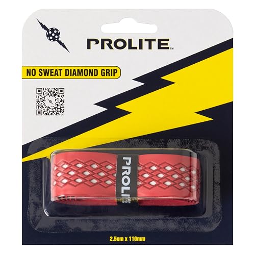 No-Sweat Diamond Grip for Pickleball Paddles, Tennis, Racquetball - color: Red w/ White Underlay, size: 1-Pack