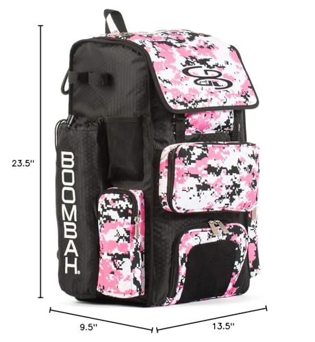 Boombah Superpack Bat Pack - Backpack Version (no wheels) - Holds 4 Bats - Camo Series - Multiple Color Options - color: Black/Pink