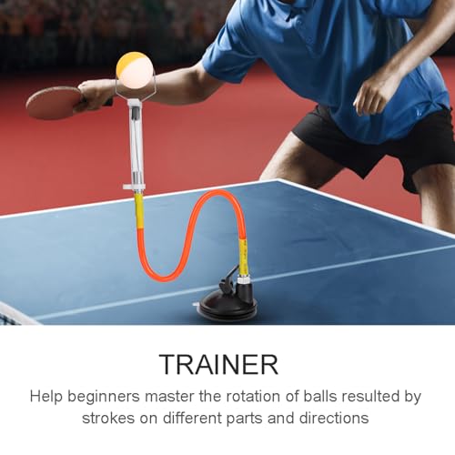 WW PVC Adjustable Table Tennis Ball Sucker Trainer, Pong Ball Training Machine with Strong Suction Base, Elastic Steel Wire for Spin Practice, Ideal for Beginners and