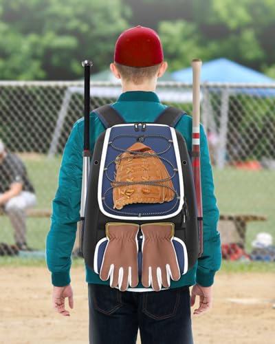 BROTOU Baseball Bag, Softball Bag for Baseballgear & T-Ball Bat, Baseball Backpack with Shoes Compartment for Men/Women - color: Blue