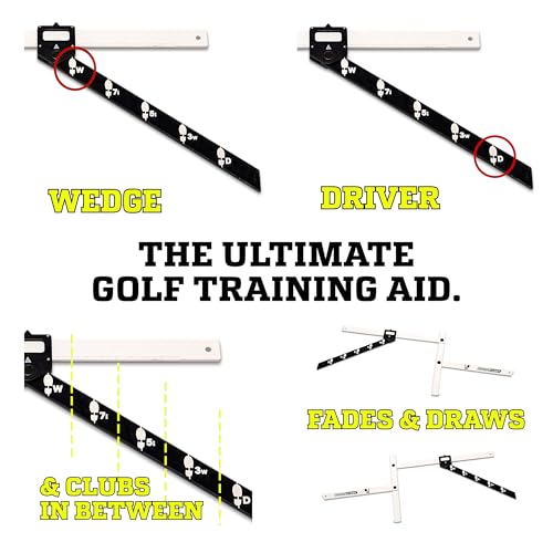 Golf Stance and Alignment Training Aid – Setup Left & Right Handed - Proper Ball Position & Foot Placement Golf Aids/Tool – Pro Perfect Wedge to Driver – Portable Alignment Stick Mat