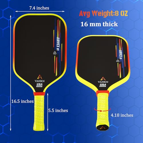 Pickleball Paddles |16MM Carbon Fiber Pickleball Paddle | High-Spin Textured Surface & Vibrant Gradient Edge | USAPA Approved Racket for Ultimate Power,Control & Precision - color: Yellow & Orange