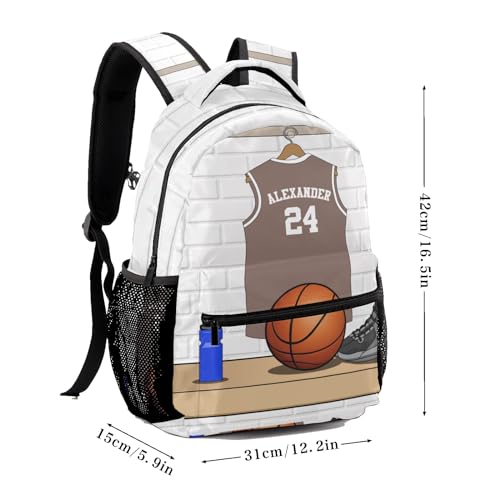 Sport Basketball Fan Player Crepe Personalized School Backpack for Teen Kid-Boy/Girl Primary Daypack Travel Bookbag - color: Option 26