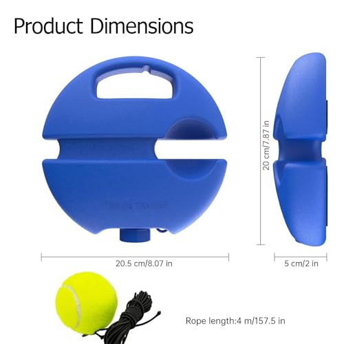 Tennis Practice Rebounder with String, Solo Tennis Trainer Rebound Ball Kits, Multifunction Tennisball Training Baseboard for Outdoors, in The Garden, in The Park - color: Blue+Ball