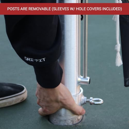 Dominator In Ground Pickleball System - Includes Two Heavy Duty Pickleball Posts with Net and Sleeves - Aluminum, Rust Free, and Follows USAPA Standards