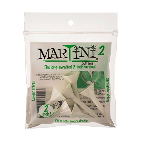 MARTINI 2 Golf Tees - 2 Inch - Virtually Unbreakable - color: White