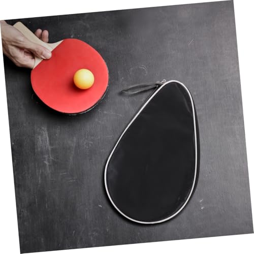 Oxford Cloth Table Tennis Racket Storage Bag with Fixed Ball Holder Protective Organizer for Paddle Gourd Shape Design with Smooth Zipper Portable Sports Carry Case in Black
