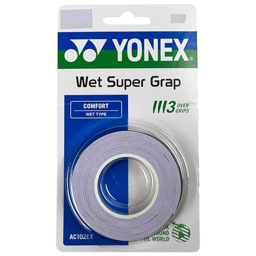YONEX Overgrip Super GRAP 3 Pack - Tennis, Badminton, Squash - Choice of Colors (Pale Lilac)