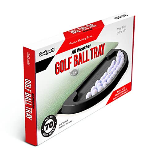 GoSports All-Weather Golf Ball Trays with 70 Ball Capacity - Black or Green - Compatible with All Hitting Mats - color: Black