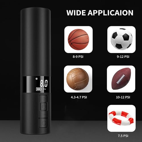 Electric Balloon Pump, Portable Battery-Powered Balloon Pump with LCD Display and Needle, 12 PSI Mini Air Pump, Suitable for Basketball, Soccer, Volleyball, and Rugby Balls.