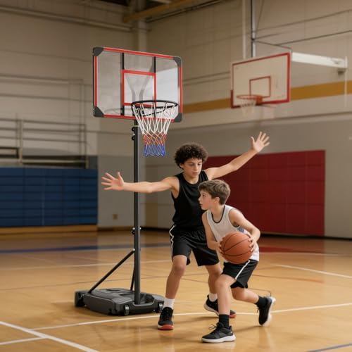 Portable Basketball Hoop Outdoor & Indoor 4.82-8.53ft Height Adjustable, Basketball Hoops & Goals System for Teenagers, Youth, for Backyard, Driveway Play with Stable Enlarged Base - size: 33 INCH