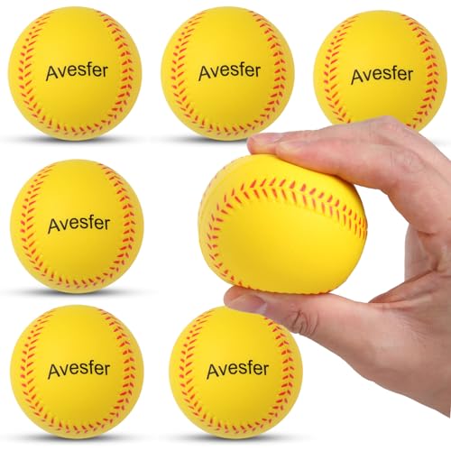 Foam Baseballs 6-Pack - Soft Practice Baseball Training Foam Balls for Kids with Drawstring Bag, Saft for Youth Beginners Batting, Fielding, Hitting, Pitching and Throwing