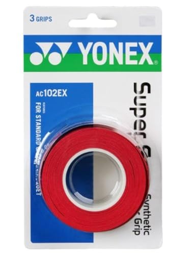 Yonex Overgrip Super GRAP 3 Pack - Tennis, Badminton, Squash - Choice of Colors - color: Red