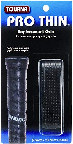 Tourna Pro Thin Replacement Grip 2.54 cm x 110 cm x 1.25 mm, Black (Pack of 3)