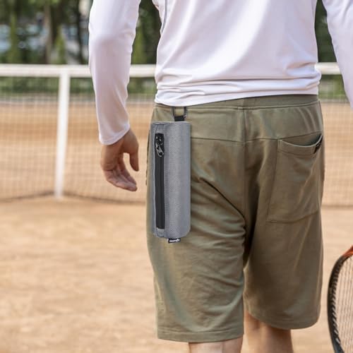 Cosmos Pickleball Ball Holder, Portable Carrying Storage Bag with Hook, Travel Accessory Pouch Holds 3 Pickleball Balls - color: Gray
