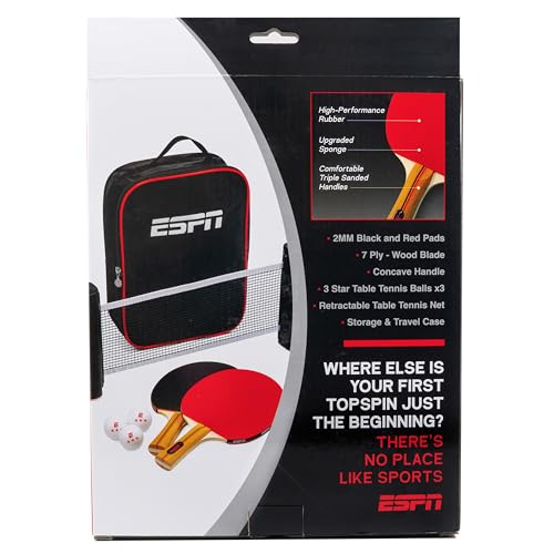 ESPN Ping Pong Set, Table Tennis Ideal for Family Games and Game Night - color: Net + 2 Paddles + Balls
