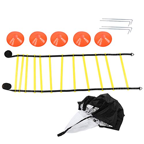 Agility Ladder, Speed Training Equipment Set, 19.7 Feet Long Rung Speed Ladder, Football Cones, Running Resistance Umbrella,
