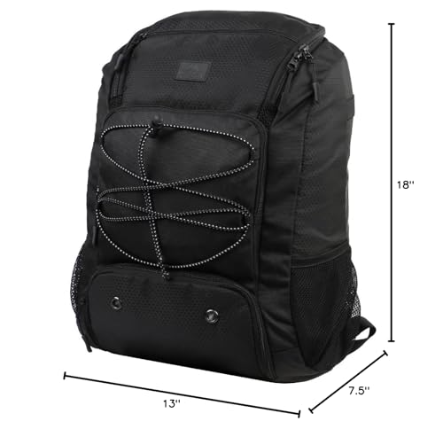 MATEIN Baseball Backpack, Softball Bat Bag with Shoes Compartment for Youth, Boys and Adult, Lightweight Baseball Bag with Fence Hook Hold TBall Bat, Batting Mitten, Helmet, Caps, Teeball Gear - color: Black, size: 29L