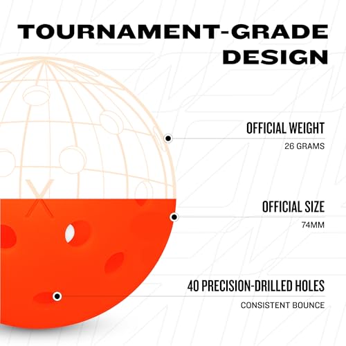 Franklin Sports X-40 Outdoor Pickleballs - Official Ball of USA Pickleball, APP Tour + US Open - Regulation Size