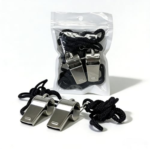 Whistle,2 Pack Stainless Steel Sports Whistle with Lanyard for Coaches, Referees, Officials, Teachers and Lifeguards