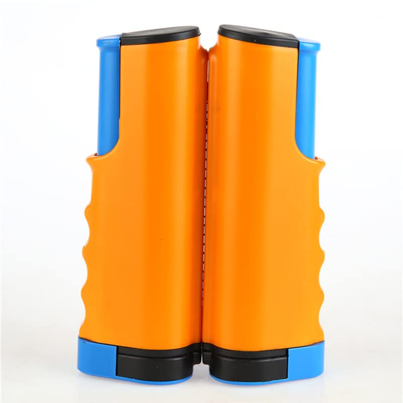 Retractable Table Tennis Net Rack with Safety Wavy Edge, Fashionable Portable Table Tennis Ball Net Rack for School and Gym, Essential Table Tennis Supplies - color: Orange Blue