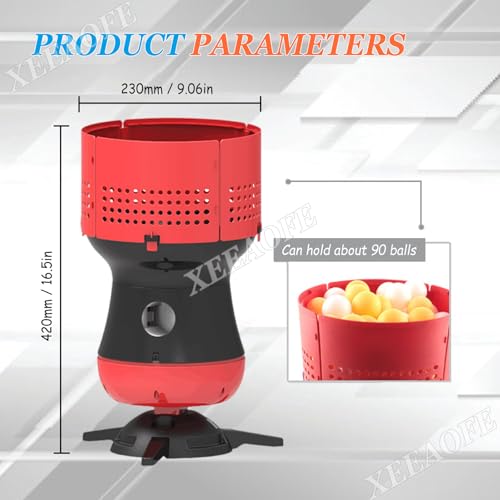 Table Tennis Robot with Cordless Control, Ping Pong Ball Machine for Training with 90-Ball Capacity, Automatic Pitching Machine, Serving Speed/Frequency Adjustable