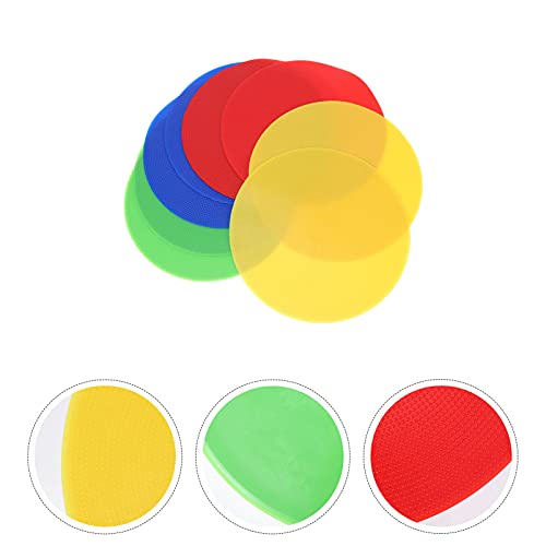 Happyyami 8pcs Reusable Stadium Landmark Disc Markers for Sports Training Non-Slip Flat Sign Markers Red Blue Yellow Green for Soccer Basketball Hockey Drills
