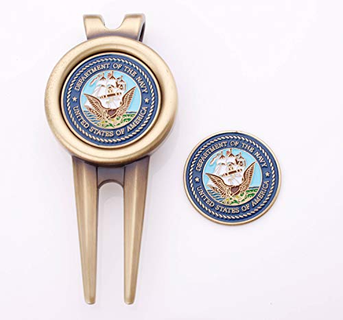 Coins For Anything, Inc Navy Golf Divot Tool Plus Ball Markers - USN U.S. Navy Military Golf Ball Marker & Tool - Designed by Military Veterans - Officially Licensed