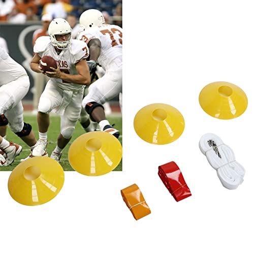 10-Player Flag Football Set, 10 Adjustable Belts, 30 PVC Flags, 4 Boundary Cones for Youth Training - color: Red and Yellow