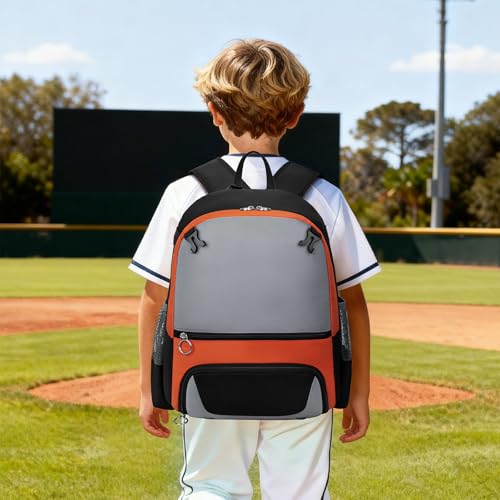 KAVIGOR 2026 Youth Baseball & Softball Bag | Ultra-Light Tball Backpack with Shoe Compartment & Helmet Holder | Skin-Soft Fabric - color: Space Black