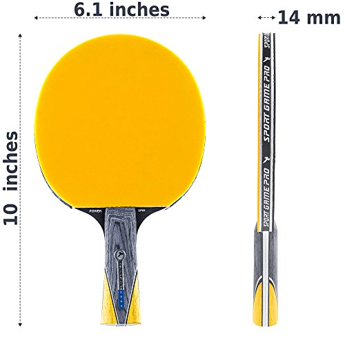 Ping Pong Paddle with Killer Spin + Case for Free - Professional Table Tennis Racket for Beginner and Advanced Players - Improve Your Ping Pong Skills with JT Ping Pong Paddle Set - color: Yellow