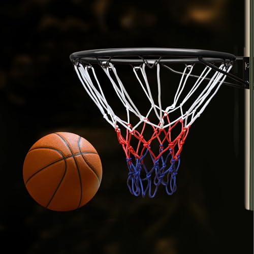 18" Basketball Rim Replacement, Wall Door Mounted Basketball Rim, Heavy Duty Basketball Flex Rim Goal Replacement with Net Fits In-Ground & Wall-Mounted Basketball Hoops, Indoor/Outdoor - color: Black